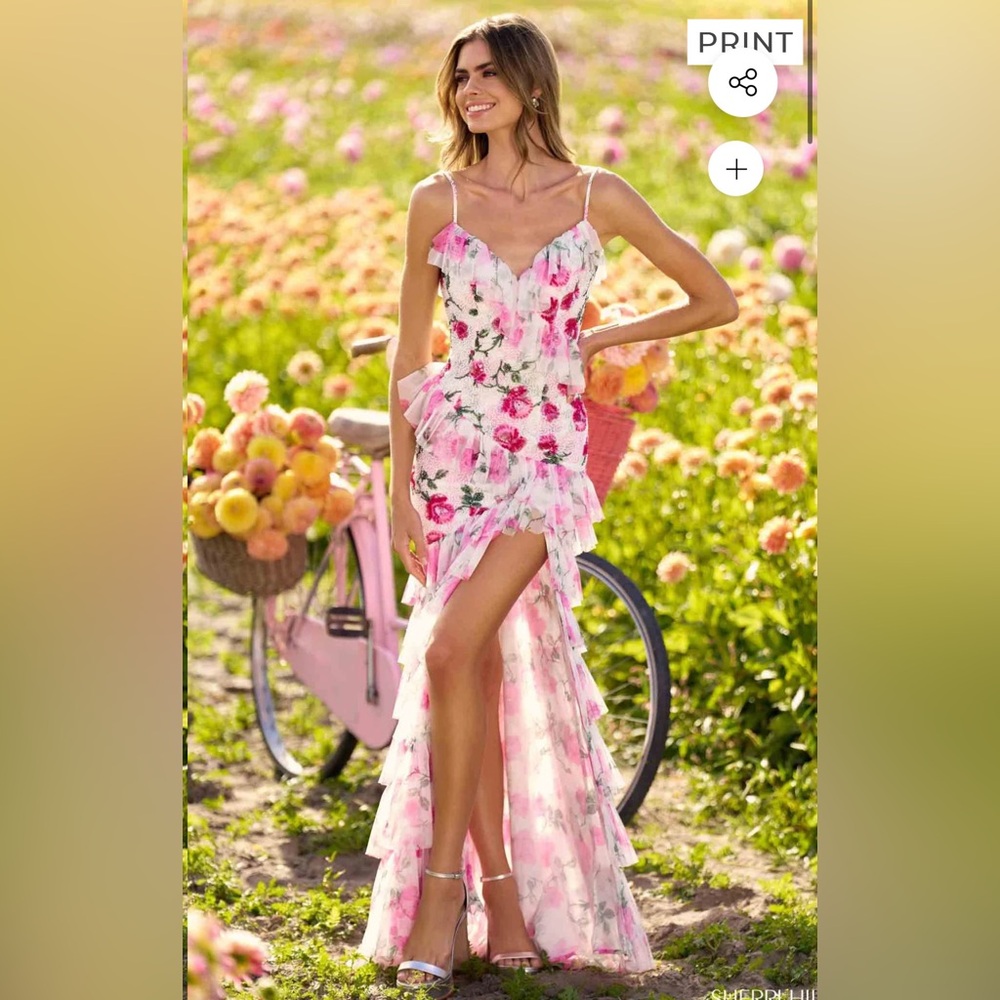 Sherri Hill floral, ruffled ,beaded, floral, dress 56317. Size 2.